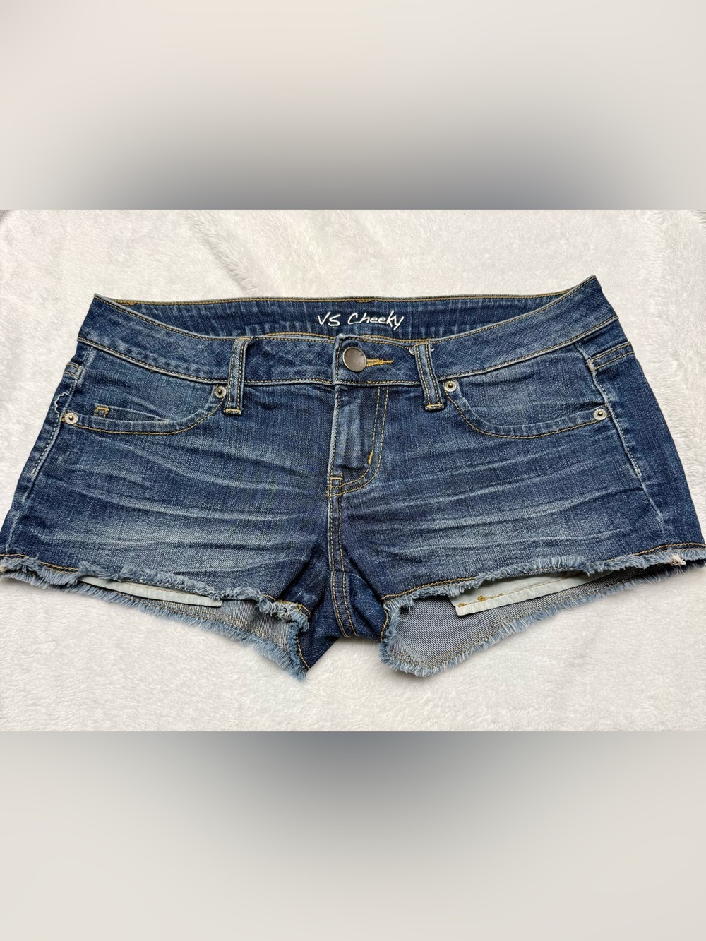 VS cheeky low rise denim shorts